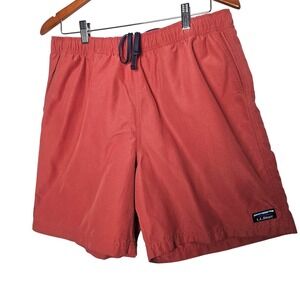 L.L. Bean Men's Large Supplex Nylon Quick Dry Elastic Waist Shorts Rust Orange